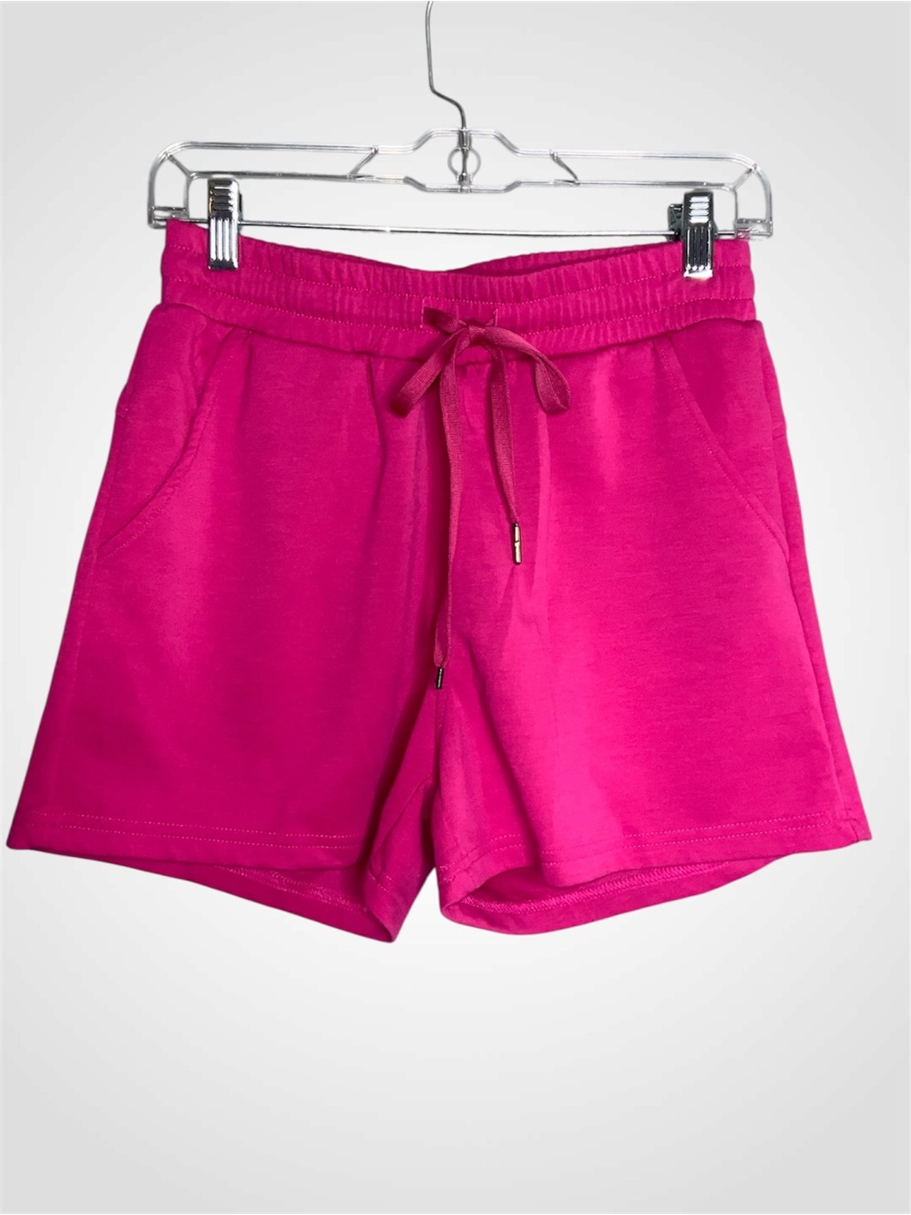 Daisy Fuentes Bright Pink Drawstring Athletic Shorts Pockets Small